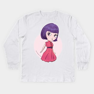 doll art, cute and kawaii illustration Kids Long Sleeve T-Shirt